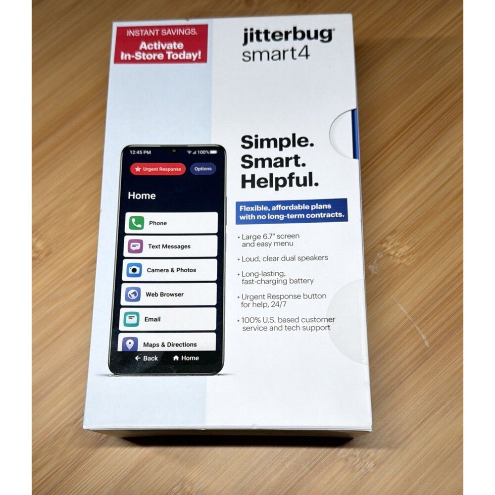 New In Box Sealed Lively Jitterbug Smart 4 Simple Smartphone 32gb Seniors Safety
